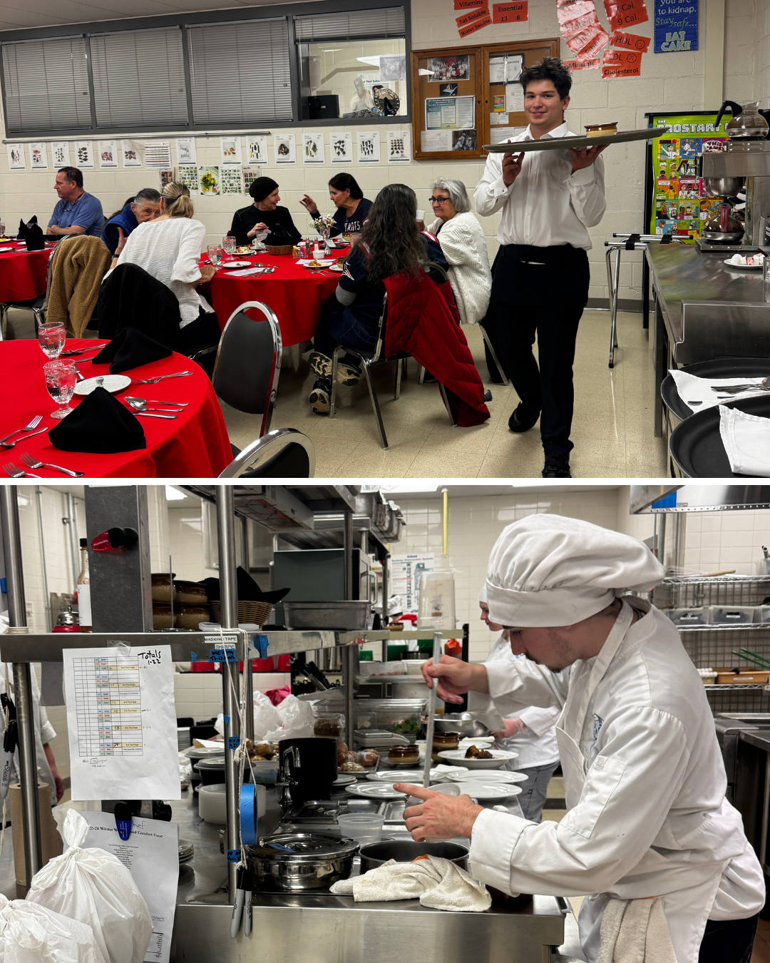 photos of students working the Bistro in culinary arts