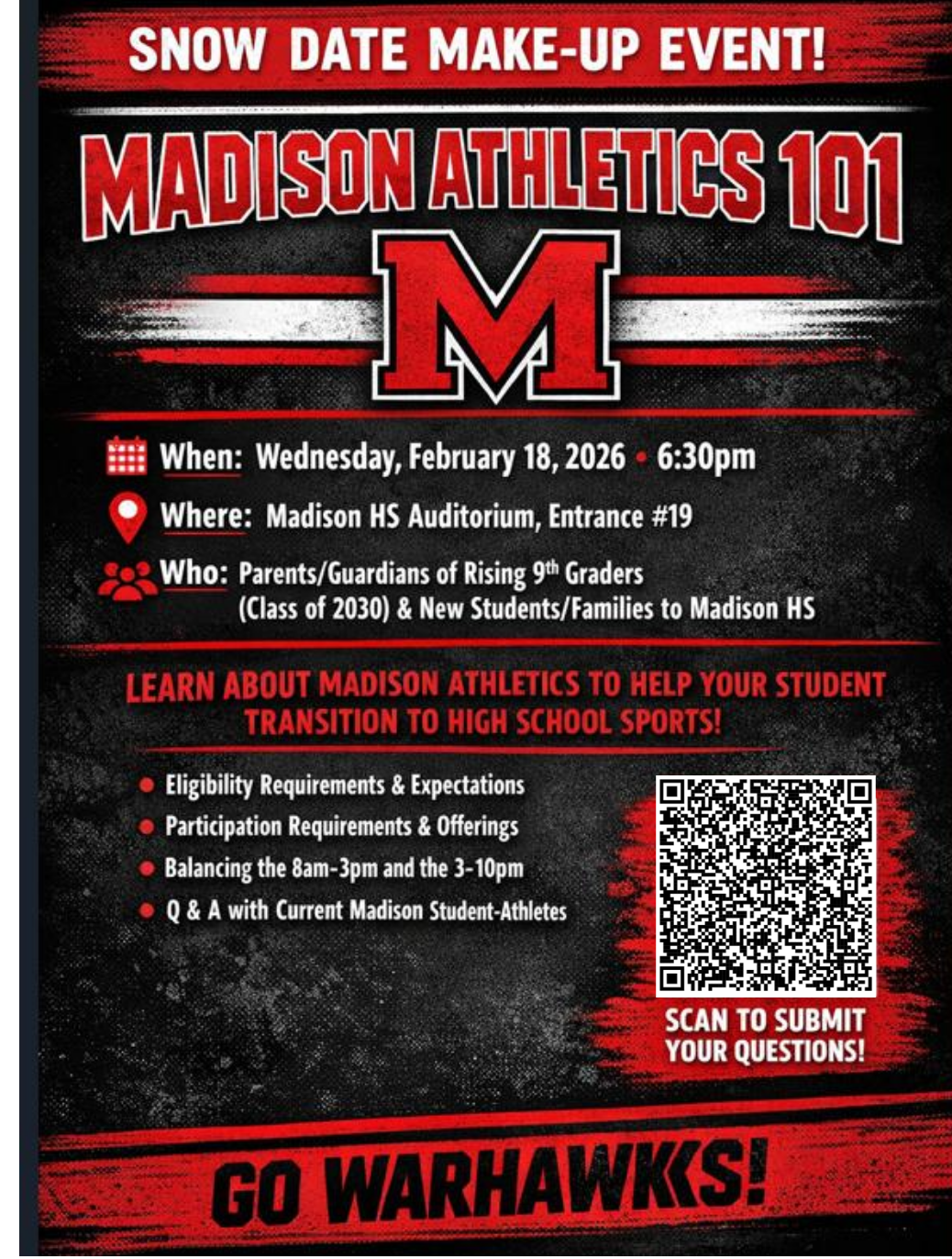 Mad athletics snow date