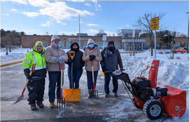 Clearview Custodians shoveling snow