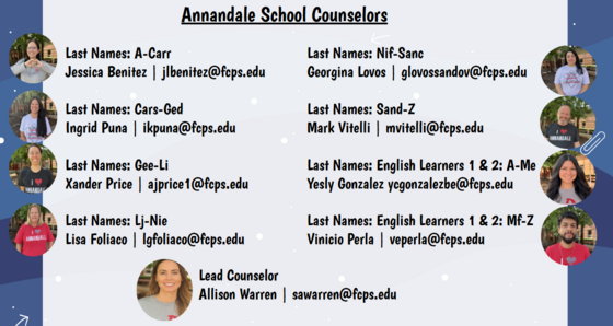 Counselors with their names