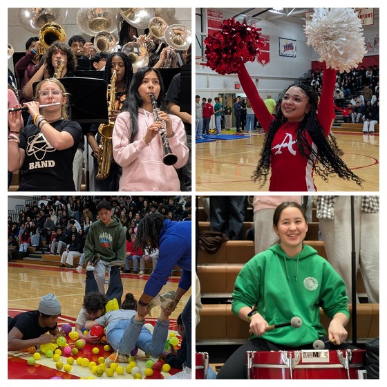 collage of pep rally pics
