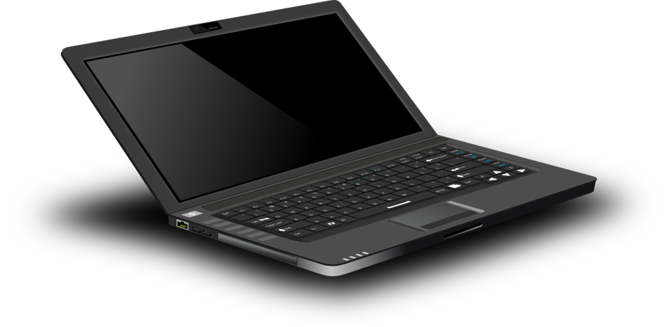 an open black laptop