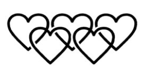 5 outlined hearts in the shape of the Olympic rings