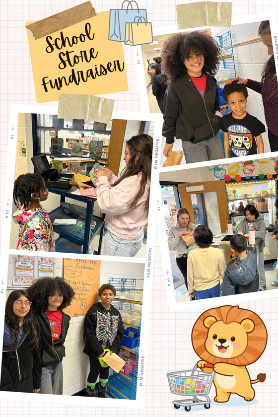 school store photo collage