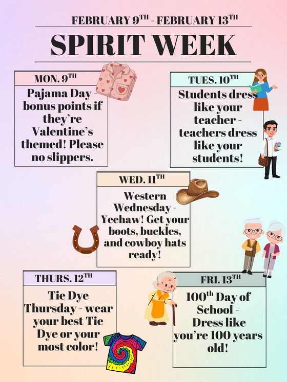 Valentine's spirit week flyer 