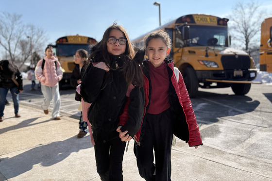 Students arriving at school.