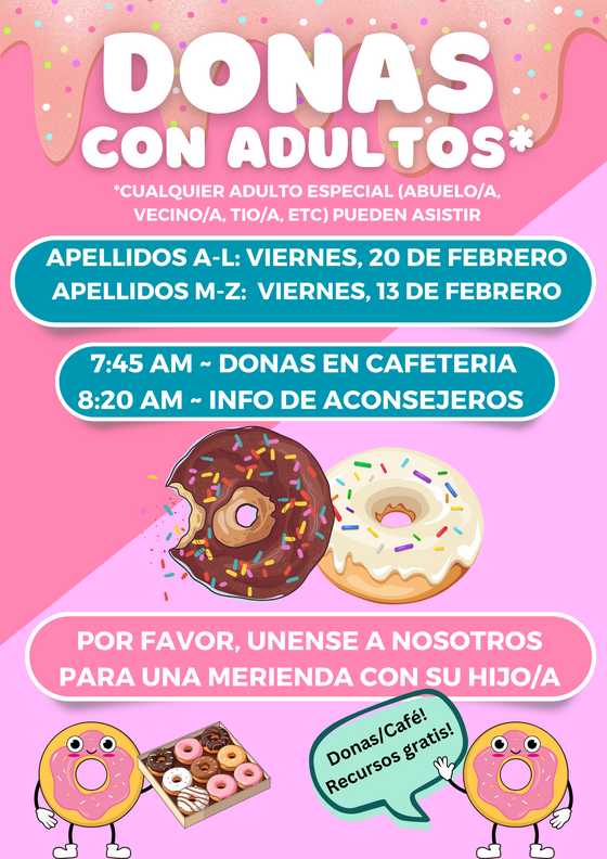 donuts with grownups flyer - spanish