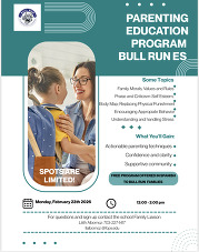 Flyer for parenting class at Bull Run. Picture of a mother with daughter.