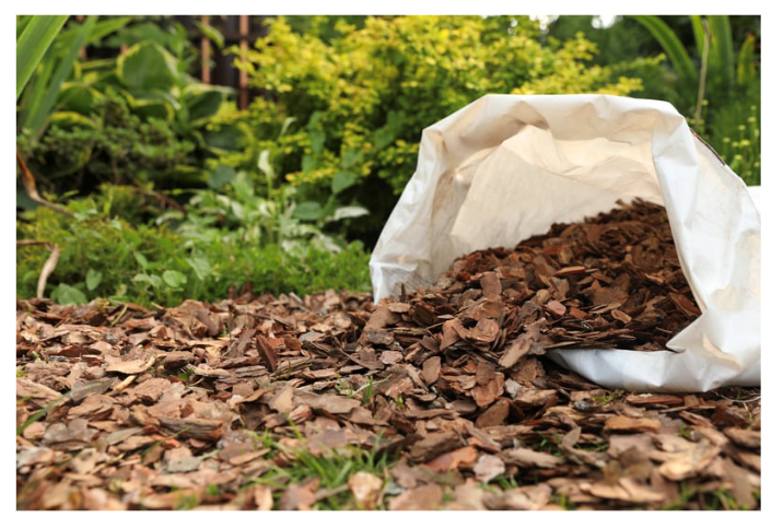 mulch in a bag on the ground