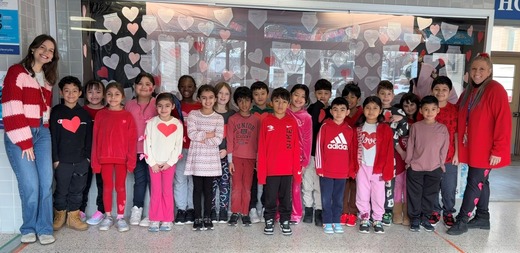 Students and teachers wearing red