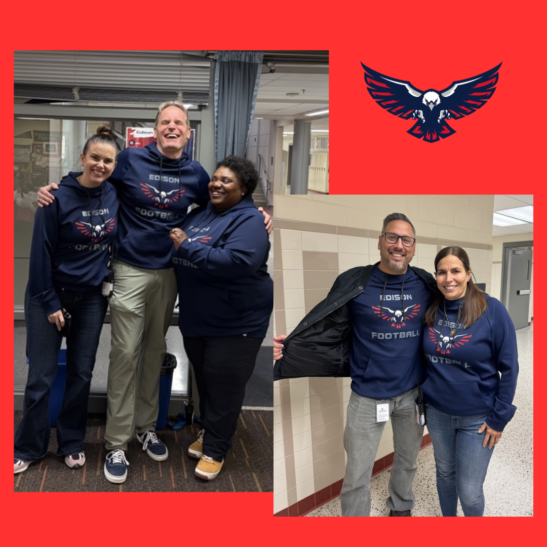 adults wearing the same sweatshirts