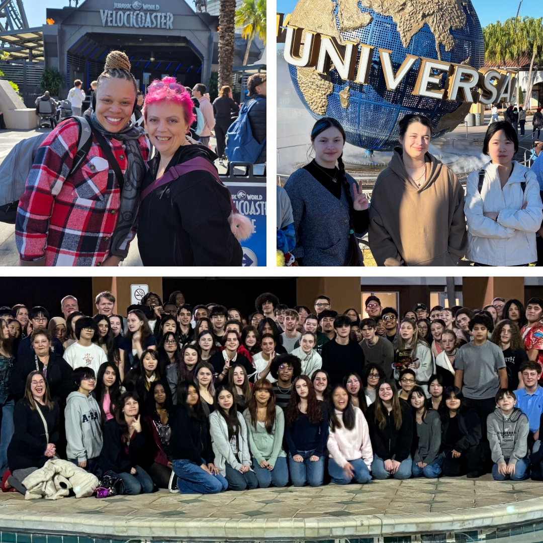 collage of students on trip