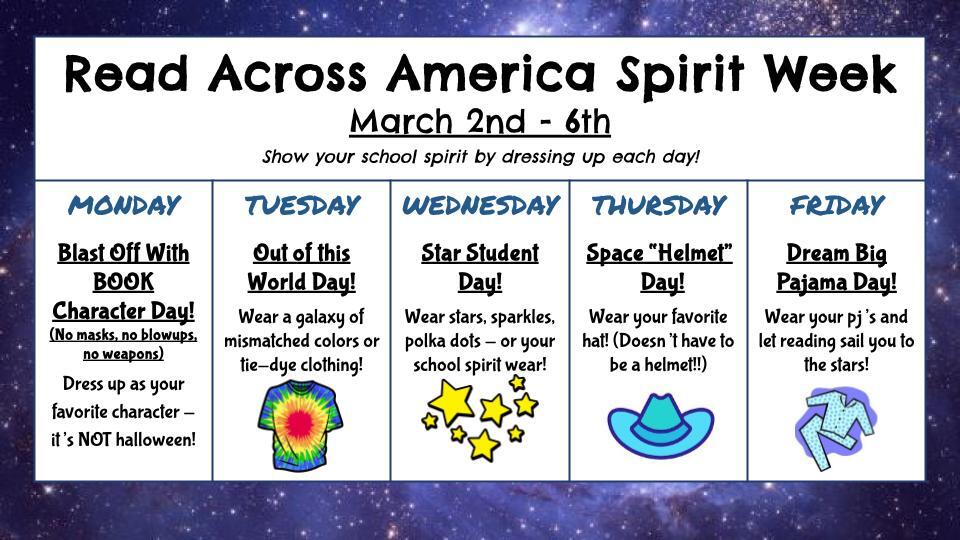 Read Across America Spirit Week March 2 - 6