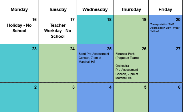 Weekly calendar