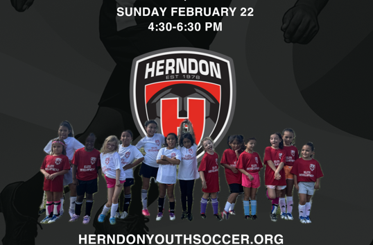 Image with kids dressed in soccer outfits, HYS logo of H, text is below the image.
