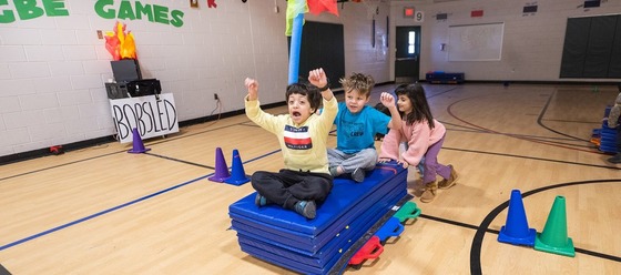students playing in gym class