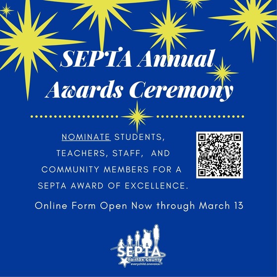 Blue promotional graphic with yellow starbursts reading “SEPTA Annual Awards Ceremony.” 