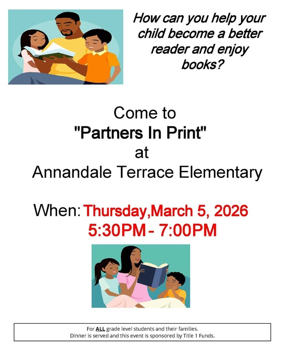 Join us on Thursday, March 5th from 5:30-7:00pm for 2026 "Partners In Print" Night at Annandale Terrace.
