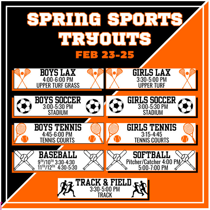 decorative list of tryouts, full text below