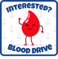 Intereted in Blood Drive image of a blood drop in the center witn an anchor background