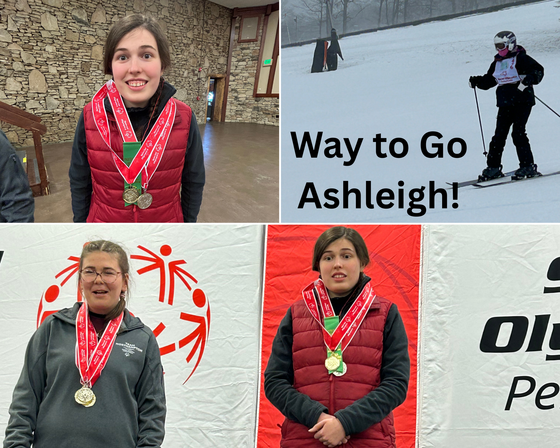 student wearing medals