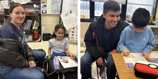 Parents working on Language Arts with thier children