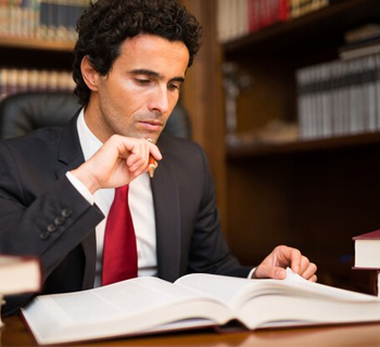 Paralegal studying a brief