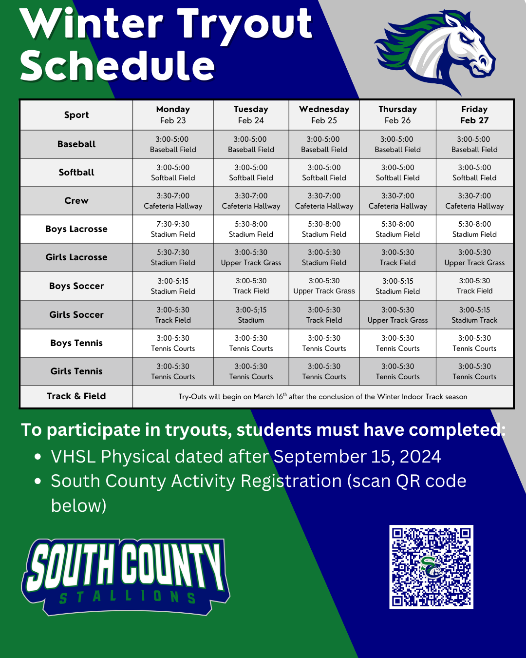 Tryout Schedule