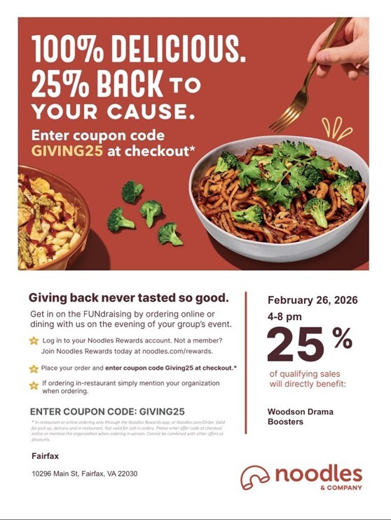Support Woodson Drama and Skip Cooking on February 26th!