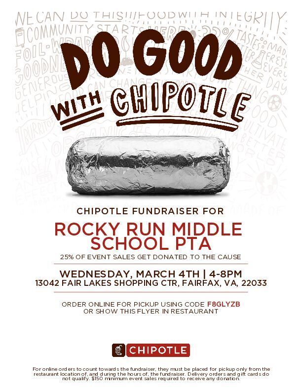 PTA Chipotle Spirit Night flyer