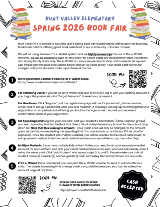 Hunt Valley Elementary Spring 2026 Book Fair