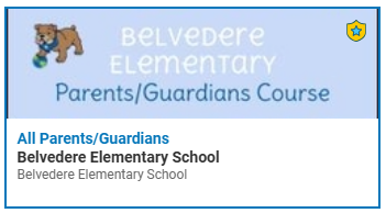 Belvedere Elementary Parents/Guardians Schoology Course Card
