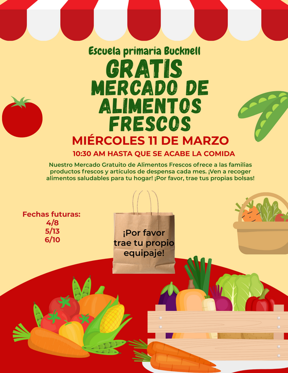 Flyer advertising the free fresh food market