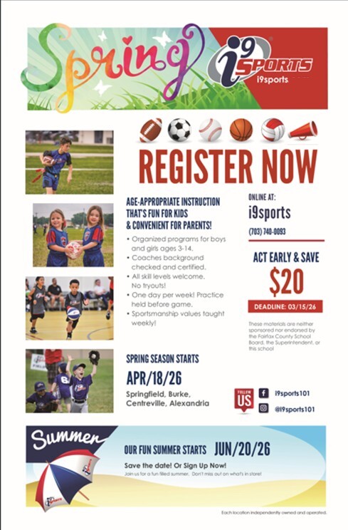 Spring sports registration until March 15th