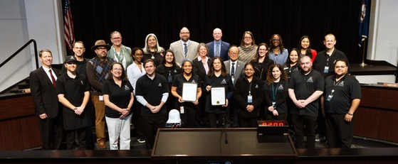 Picture of School Board with Members of the Custodial and Food and Nutrition Services Teams