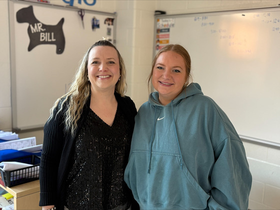 Staff dressed up for sequins and sweats spirit day