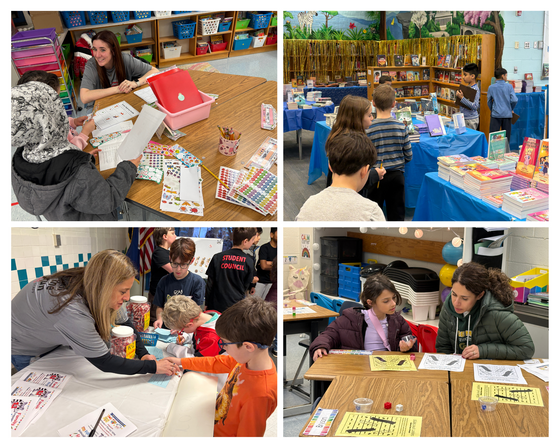 Students and families at Family Engagement Night with activities