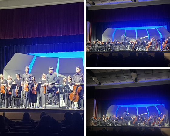 orchestra students on a stage
