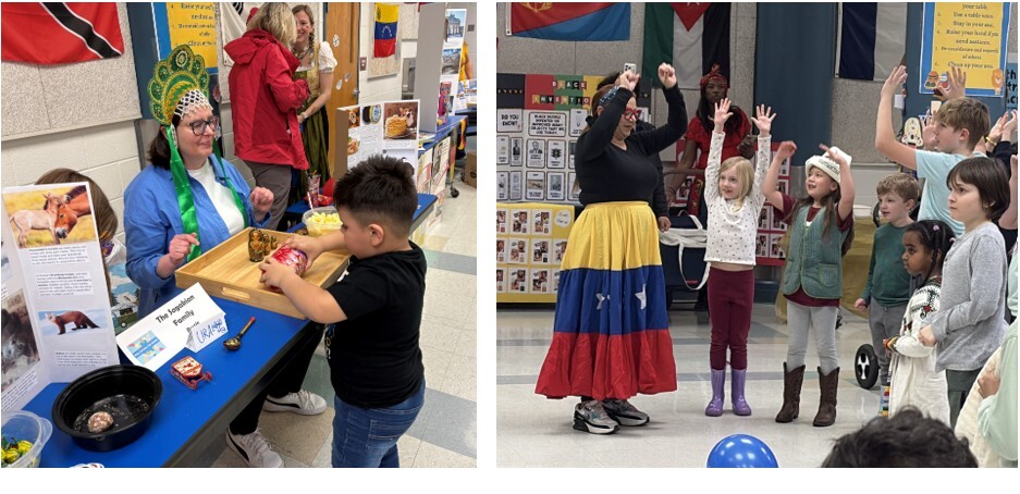 Families created displays to showcase their home cultures and performed music and dances as well