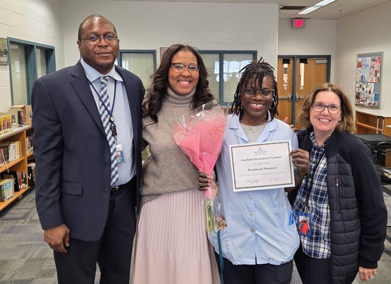 Outstanding Employee Award nominee Ms. Nkansah with administrators