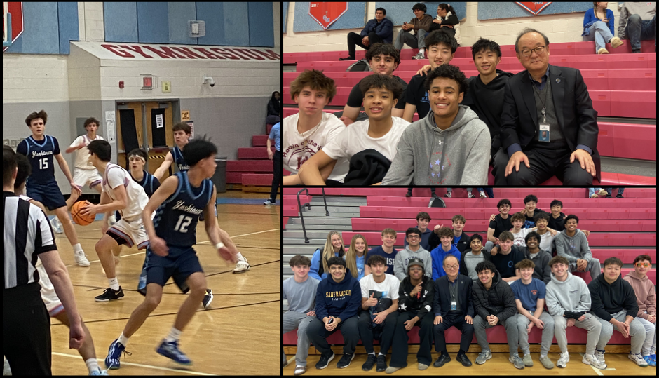 Students watching a high school basketball game