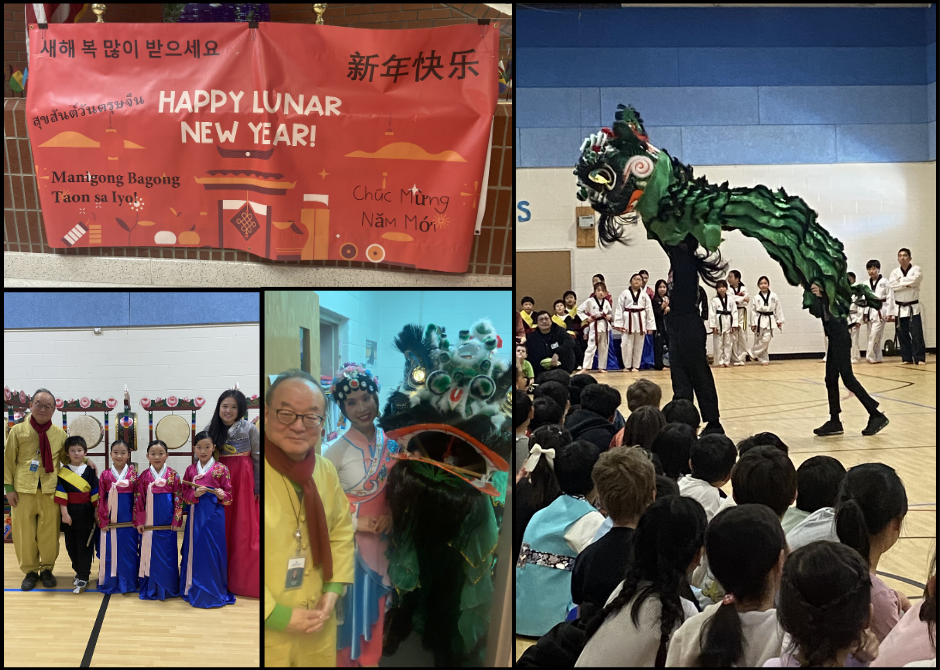 colorful images of performers at a Lunar New Year celebration