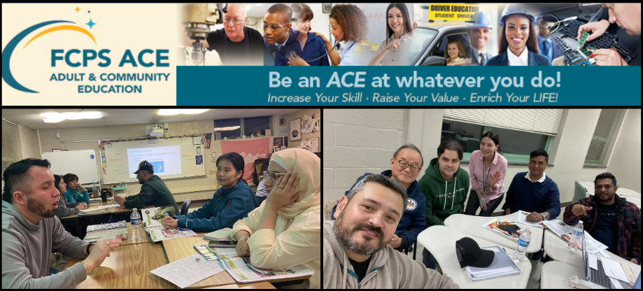 Banner image showing courses offered by the Adult and Community Education