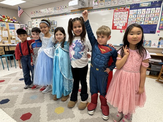 Students celebrating Read Across America Week