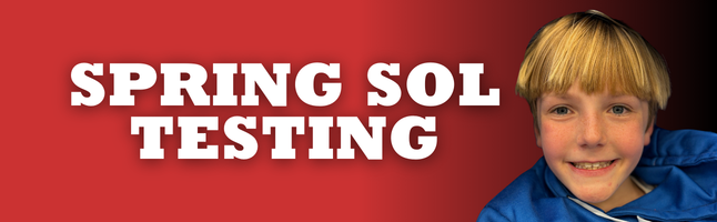 Boy smiling on red and black gradient background with 'SPRING SOL TESTING' in white writing