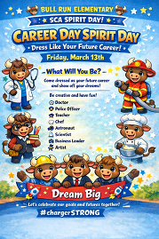 a cartoon bull dressing like different professions