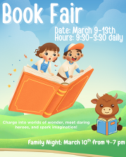 image of two children riding a book as if it it were flying in the air