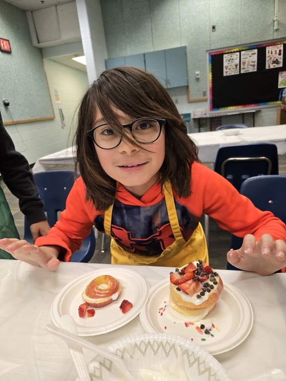 student making apple donut