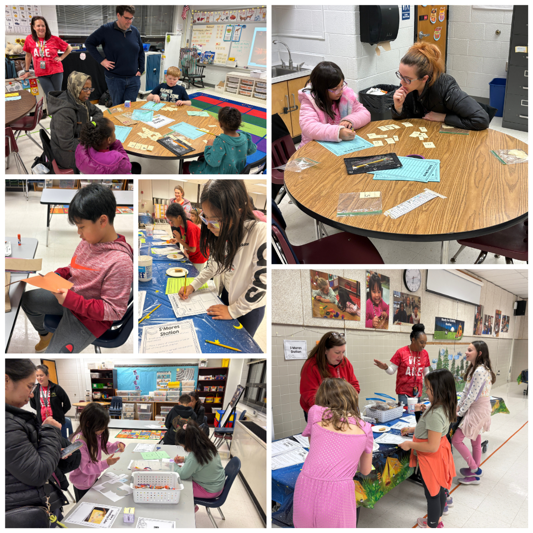 Students and families shopping at the book fair at Literacy Night!