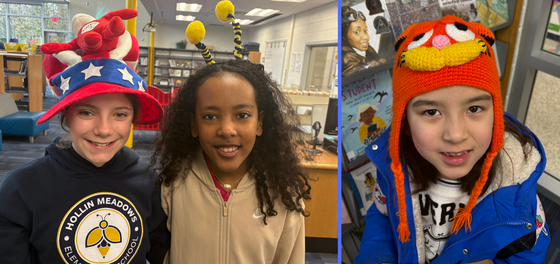 Three students dressed up for Read Across America Week Spirit Week.